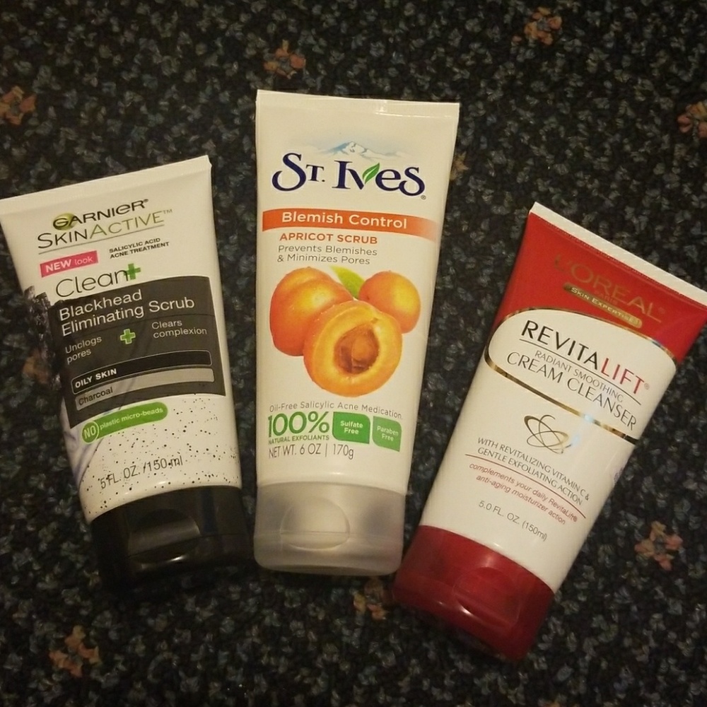 St Ives, l'oreal, and Garnier facial products